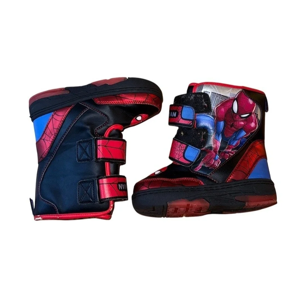 Marvel Spider-Man Boys Light-Up Winter Snow Boots Multicolor Hook & Loop size 10